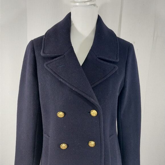 J. Crew Factory Navy Pea Coat with Gold Buttons - Picture 3 of 8